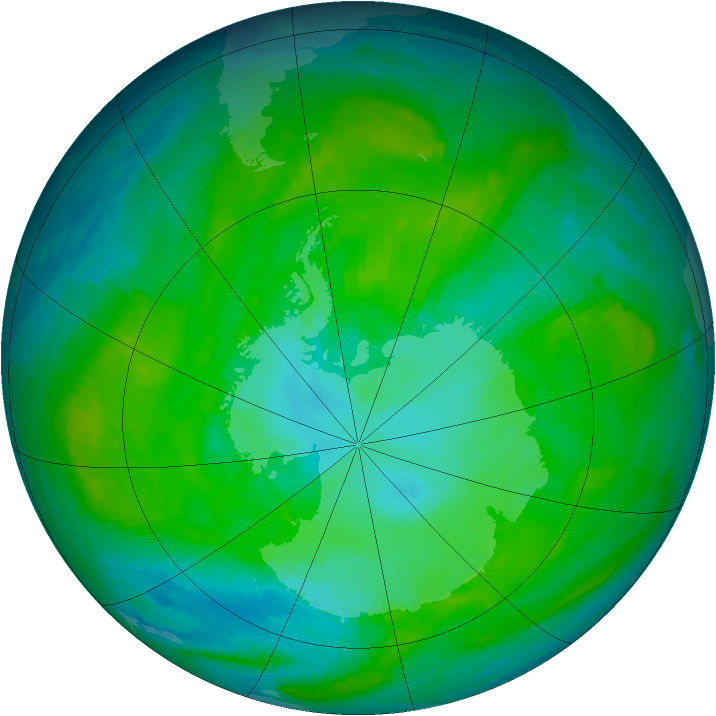Antarctic ozone map for 11 January 1987